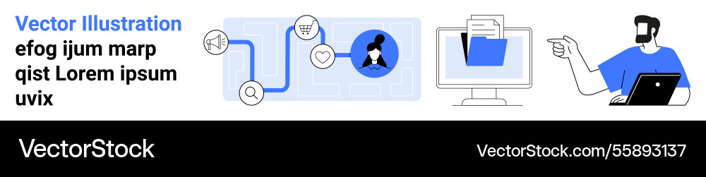 Digital workflow with team connections file Digital workflow with team connections file vector image