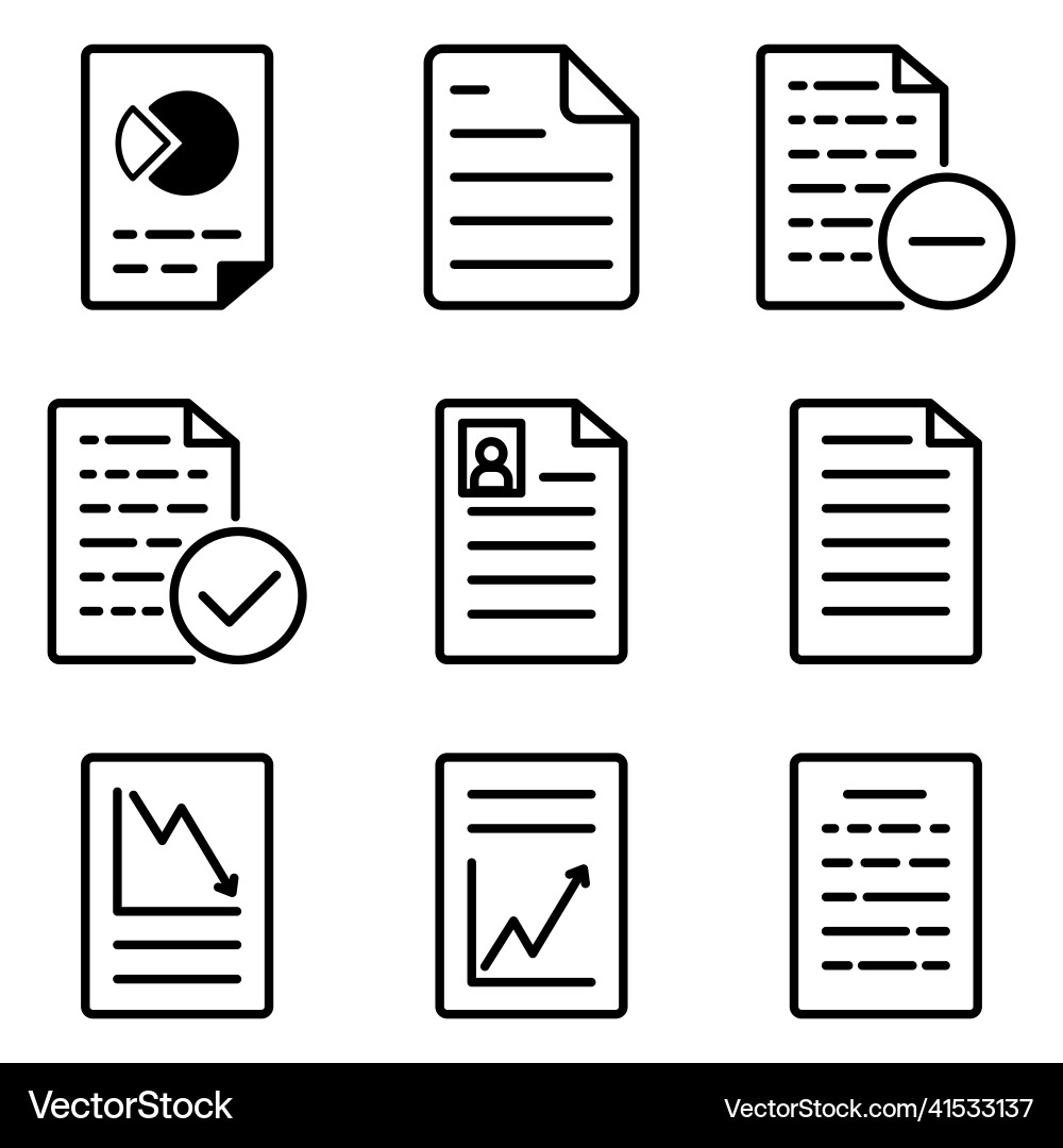 Docs flat icon set isolated on white background vector image