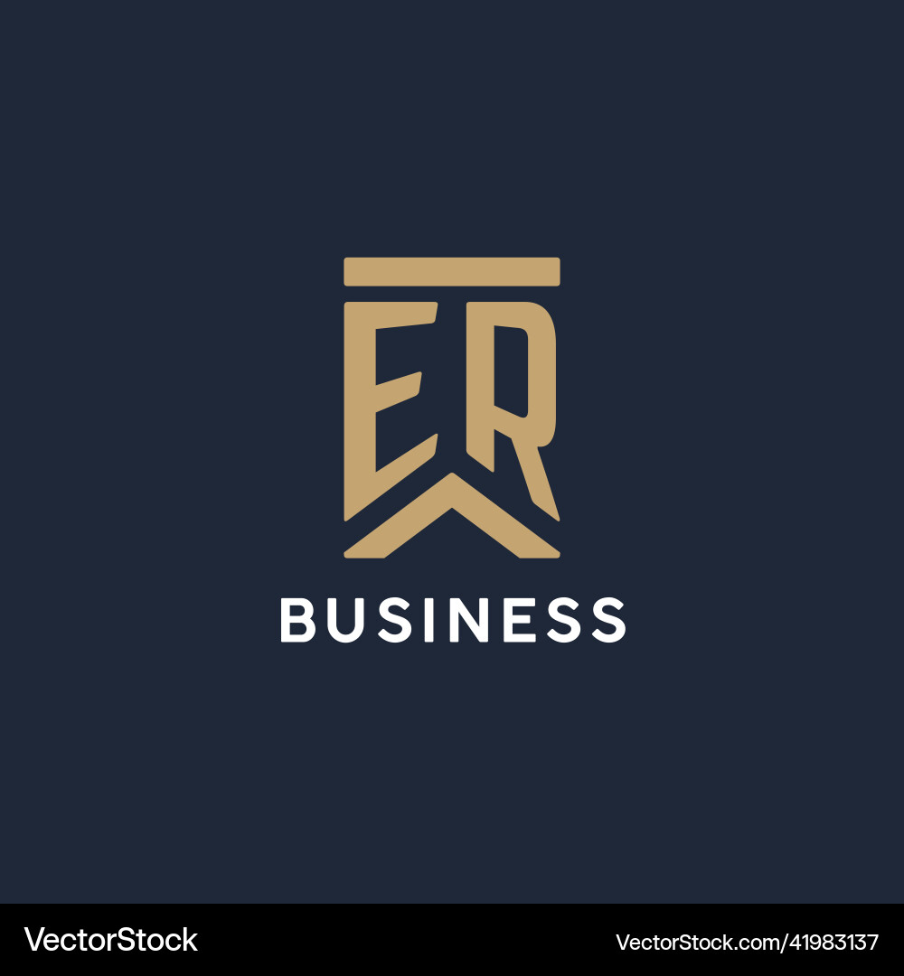 Er initial monogram logo design in a rectangular Vector Image