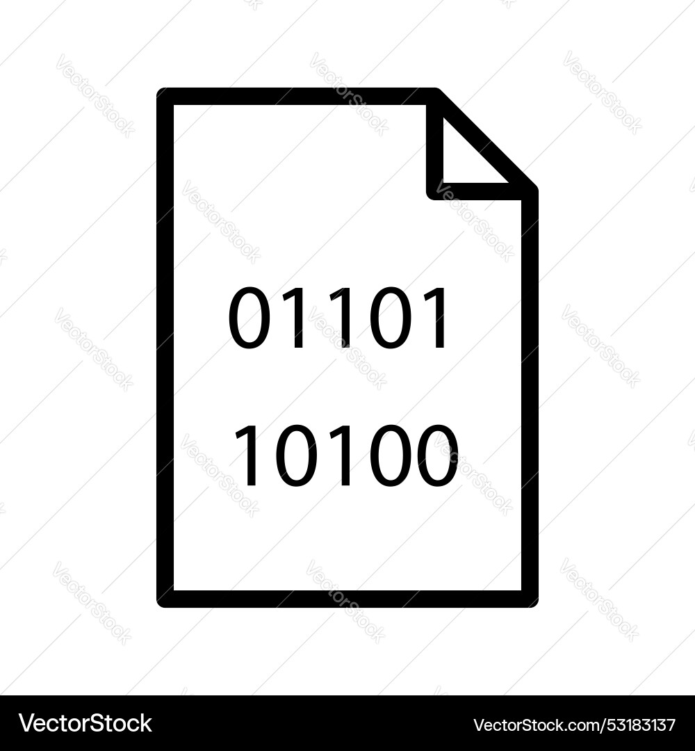 File binary icon isolated on white background File binary icon isolated on white background vector image