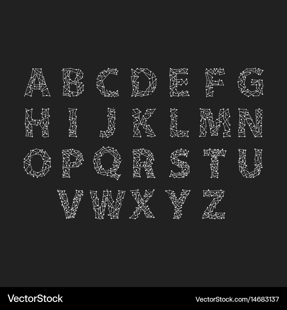 Font space alphabet typeface script with minimal Vector Image