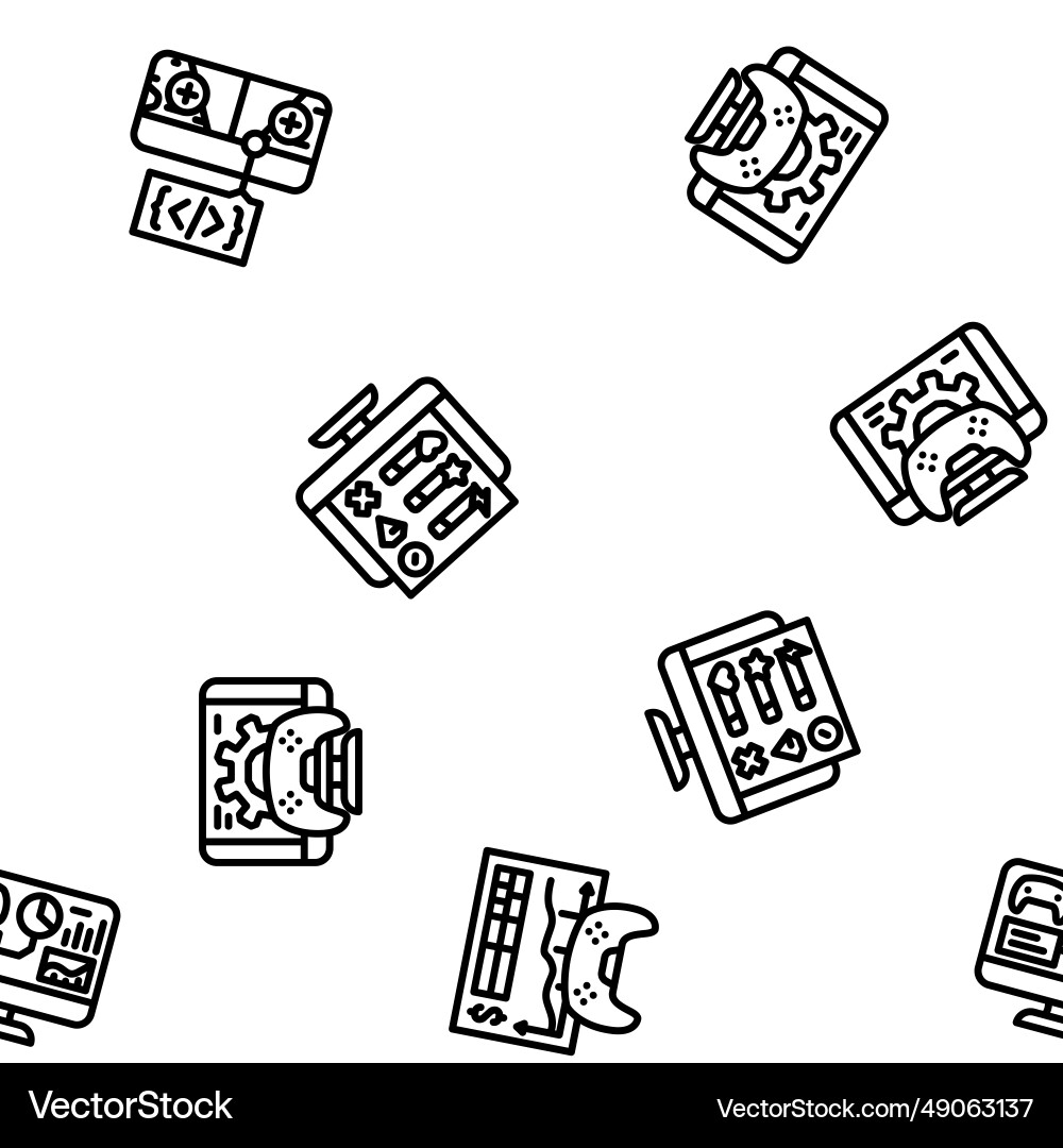 Game development software seamless pattern Game development software seamless pattern vector image