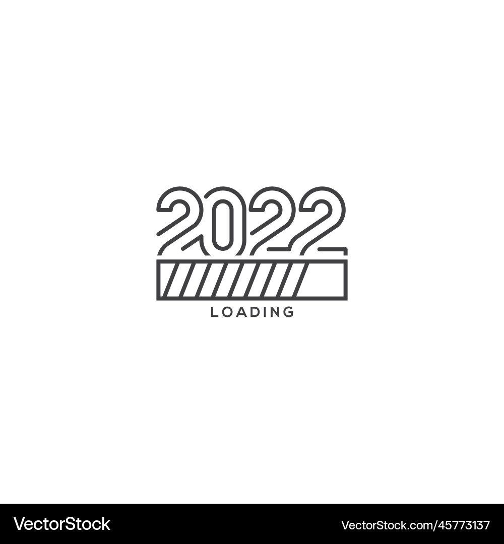 Happy new year 2022 with progress loading icon Happy new year 2022 with progress loading icon vector image