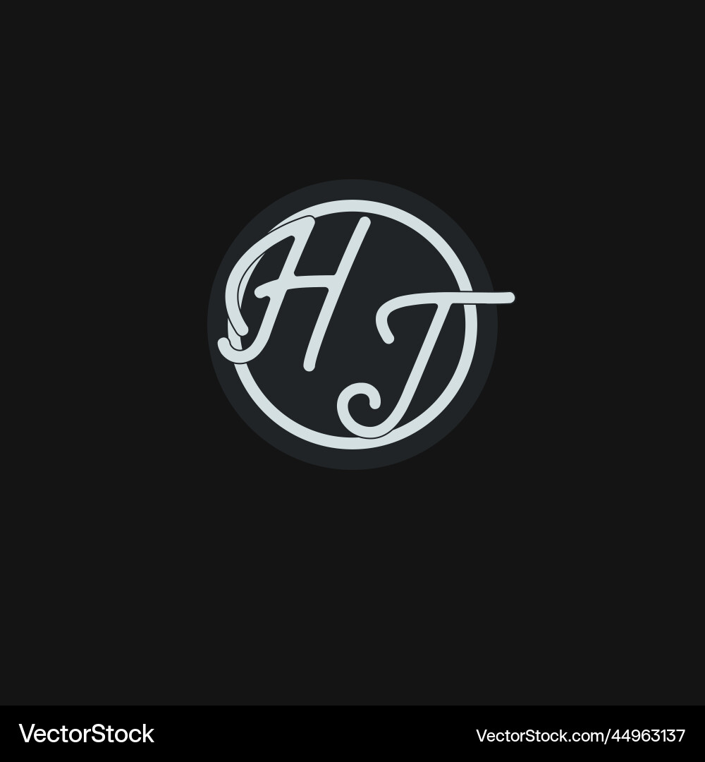Initials ht logo monogram with simple circle line vector image