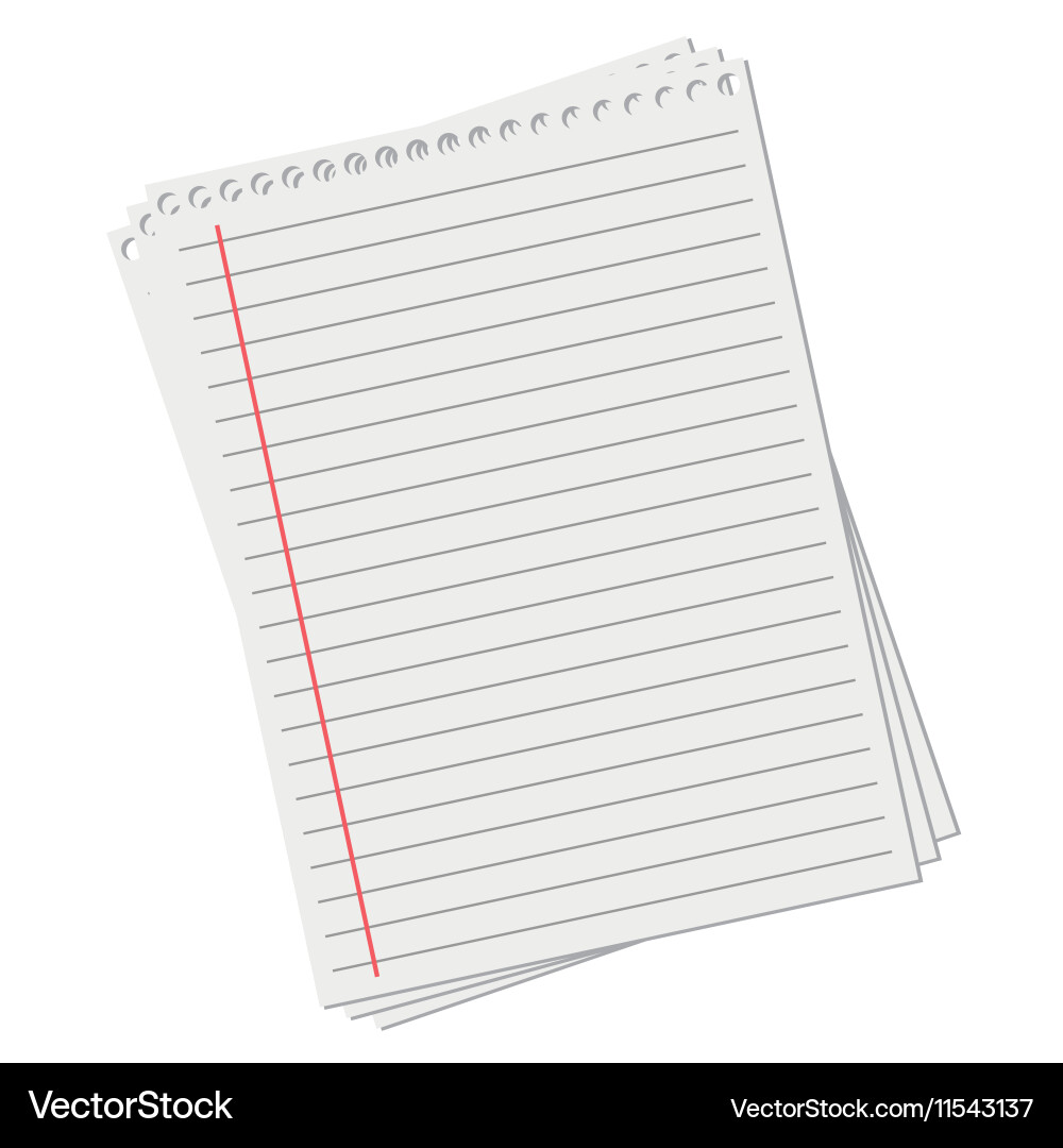 Leaf from a notebook on white background vector image