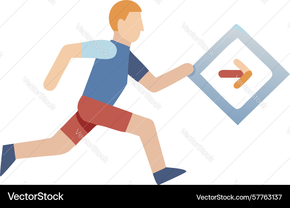 Mann mit Richtung Pfeil-Symbol-Navigation Vektorbild