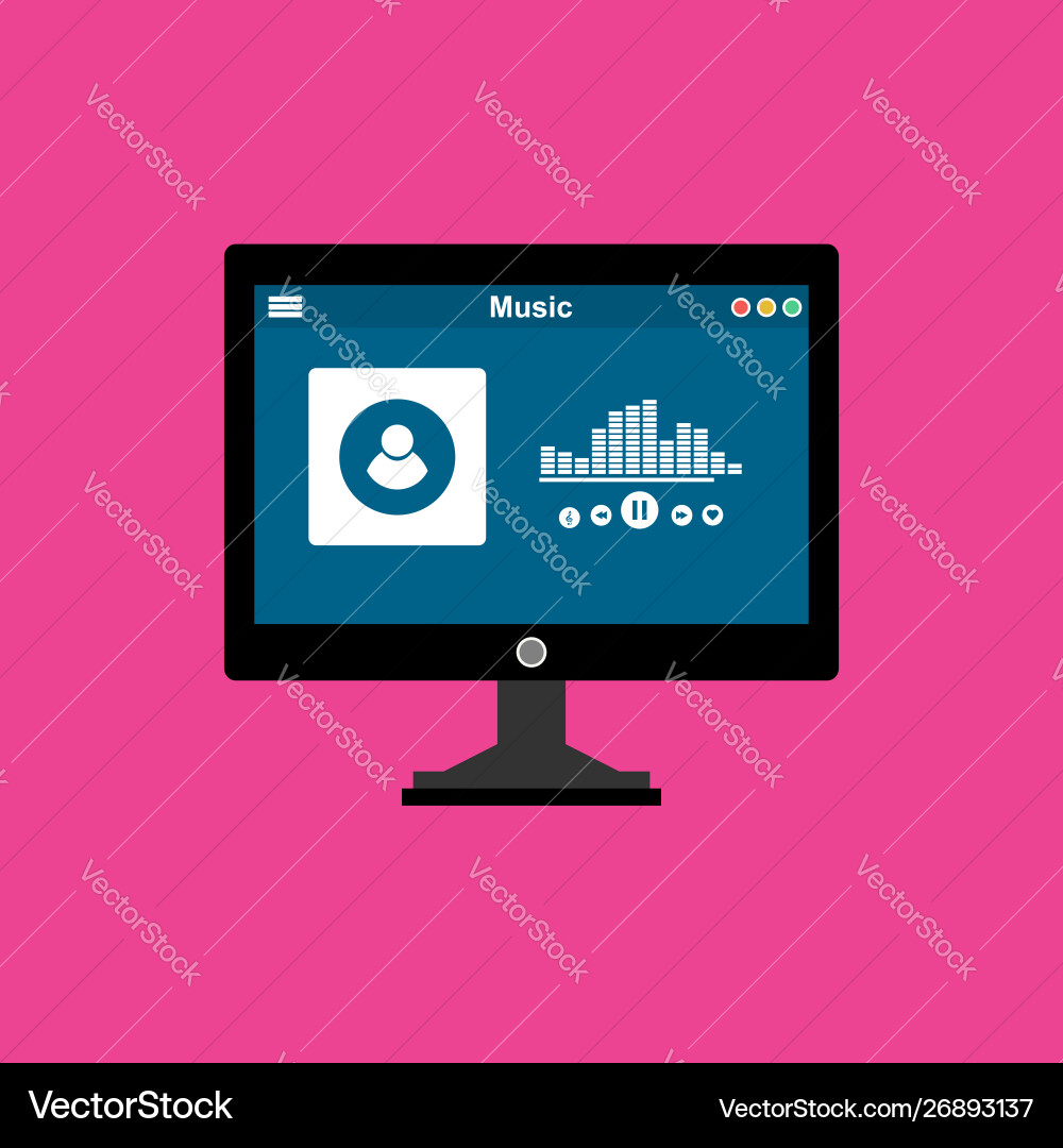 Media player application app template with flat Media player application app template with flat Vector Image