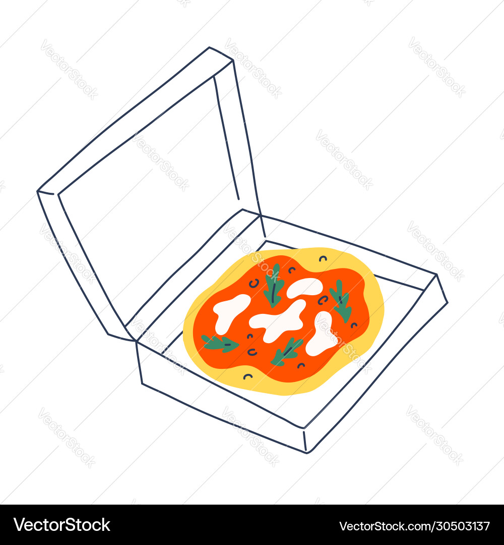 Pizza in box doodle open container Pizza in box doodle open container Vector Image