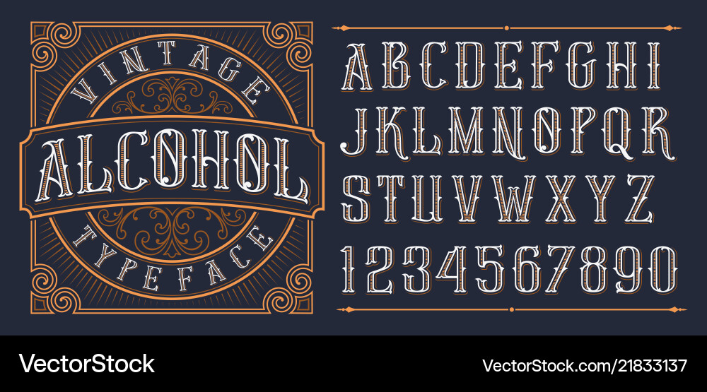 Retro Alcohol Label Font Vector Image