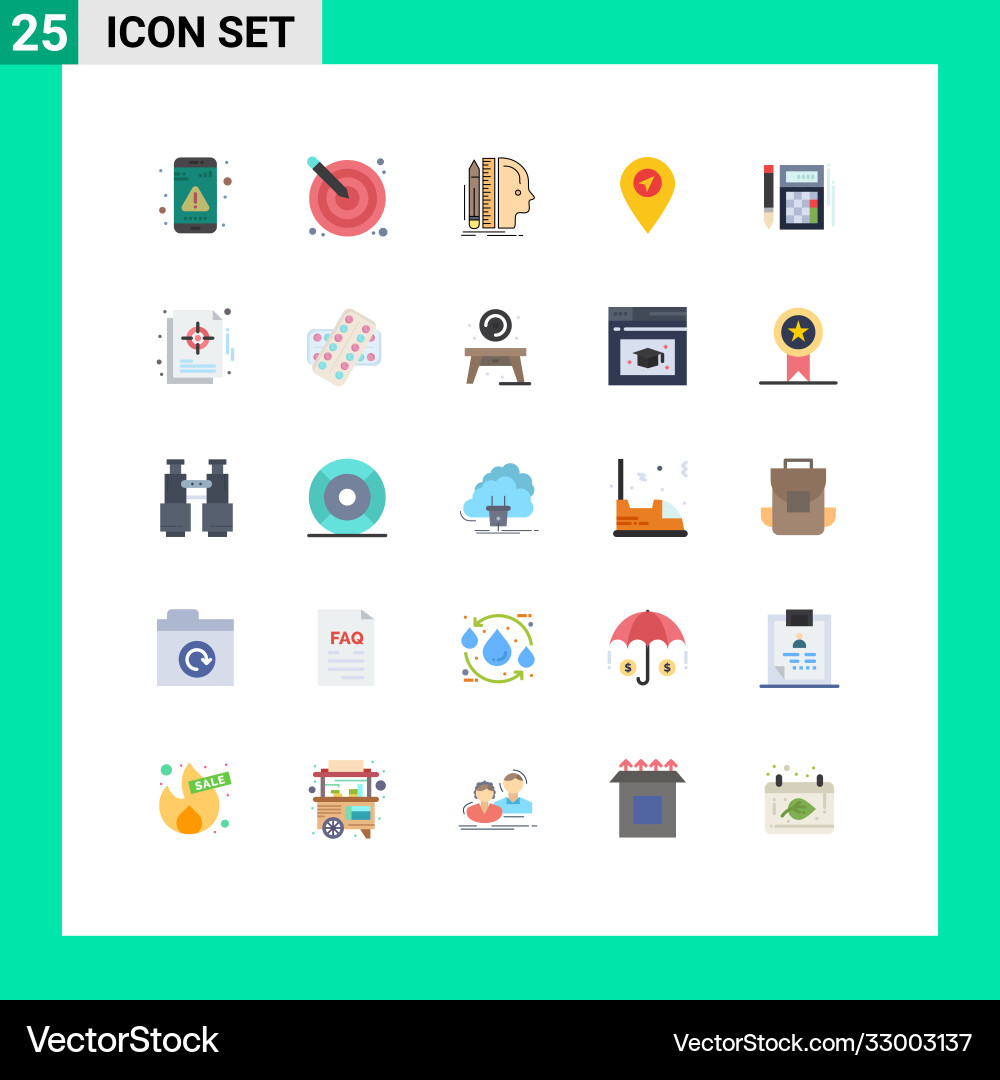 Set 25 flat colors on grid for pointer Vector Image