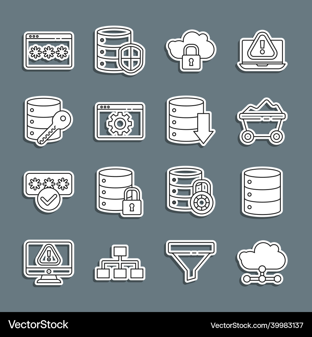 Set line network cloud connection server data Set line network cloud connection server data Vector Image