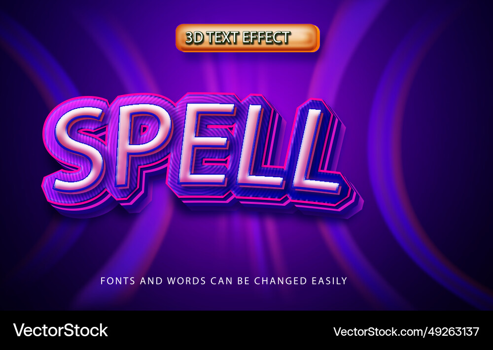 Spell magical 3d editable text effect style vector image