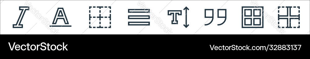 Text editor line icons linear set quality Text editor line icons linear set quality vector image