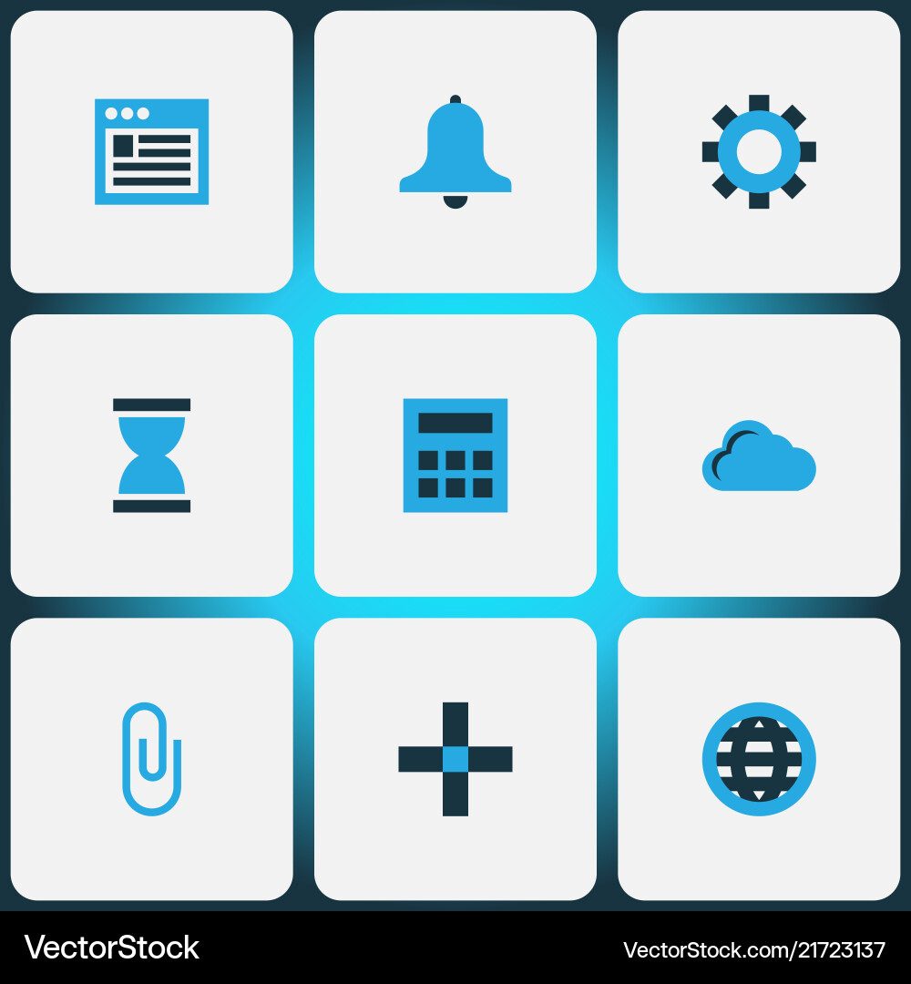 User icons colored set with browser globe cloud vector image