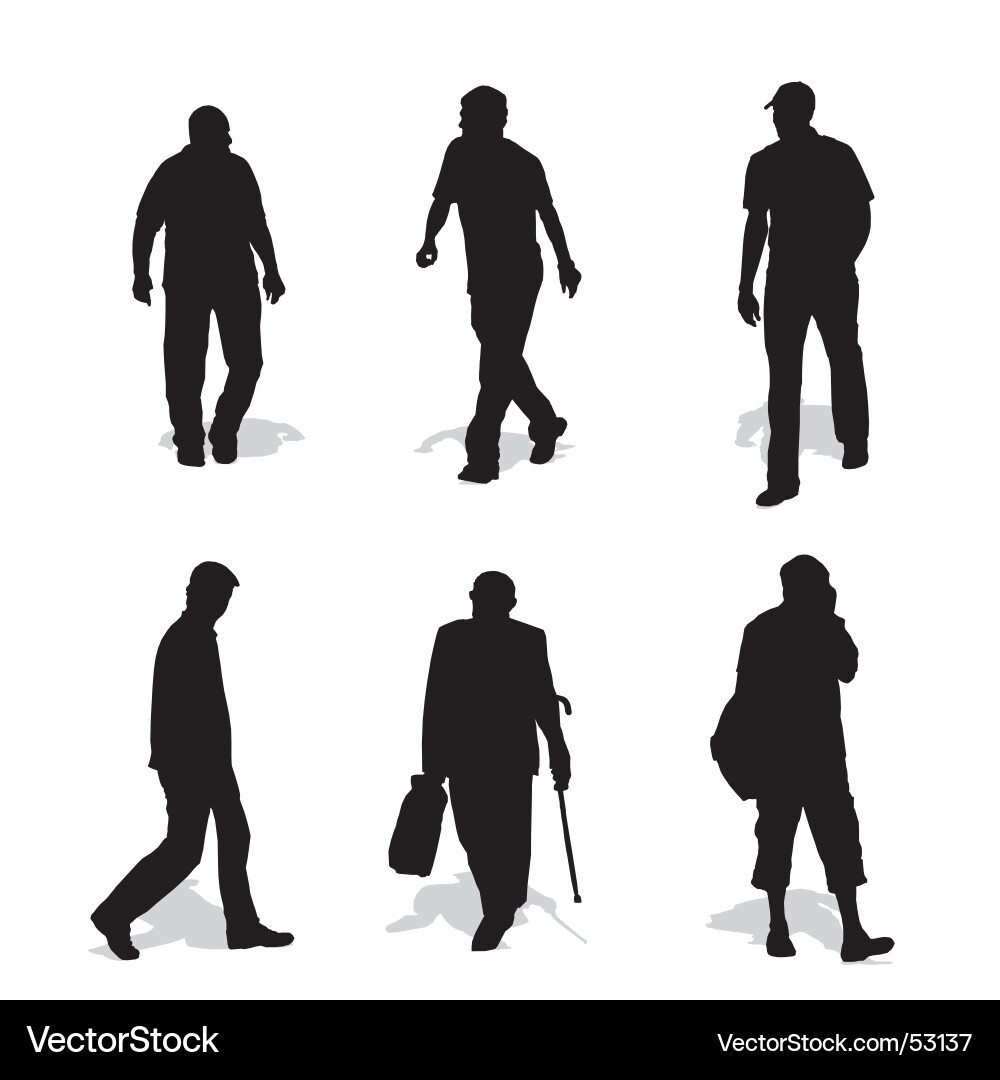 Walking Silhouettes of Men vector image