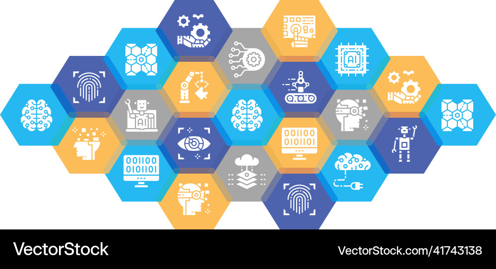 Artificial intelligence icon set robotics Artificial intelligence icon set robotics vector image