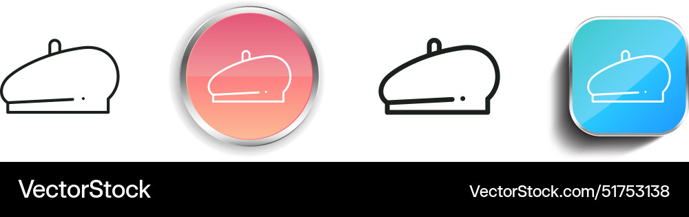Beret icon thin linear regular and button style Beret icon thin linear regular and button style vector image