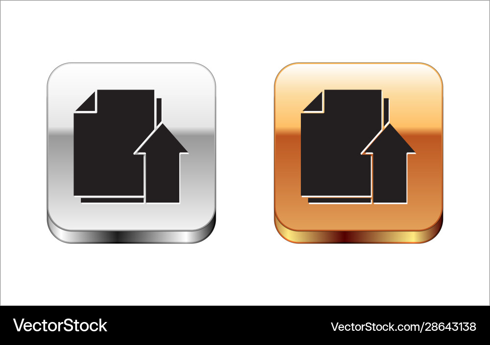 Black upload file document icon isolated on white Black upload file document icon isolated on white vector image