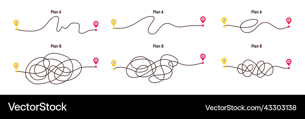Difficult way chaos path from point a to b Difficult way chaos path from point a to b vector image