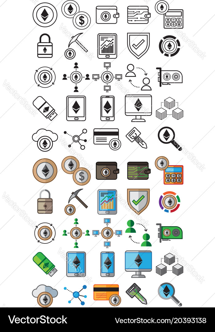 Ether and etherium network Vector Image