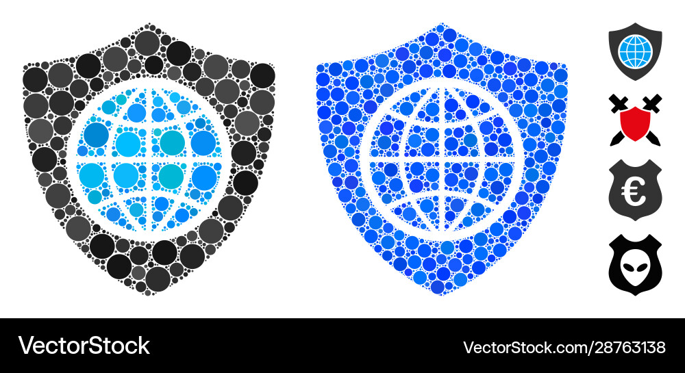 Global shield composition icon round dots Global shield composition icon round dots vector image