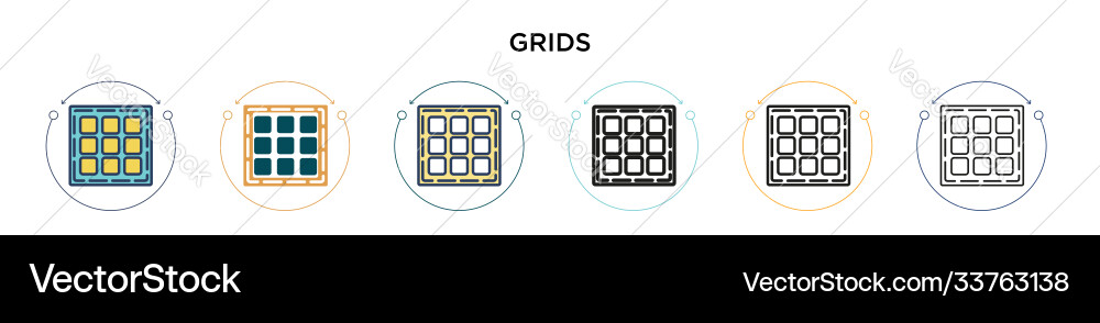 Grids icon in filled thin line outline and stroke Vector Image