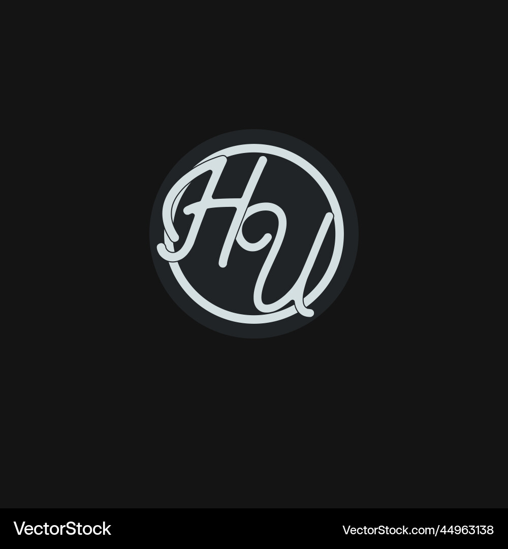 Initials hu logo monogram with simple circle line Initials hu logo monogram with simple circle line Vector Image