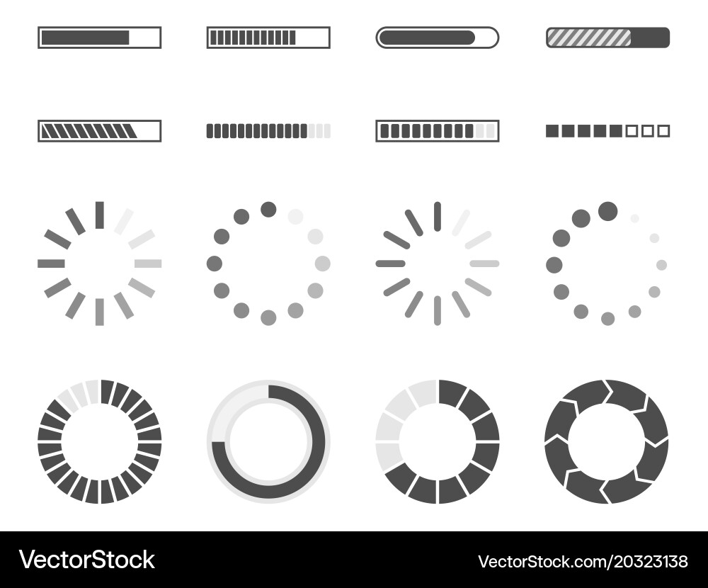 Loading Bar Icons - Progress Indicators vector image