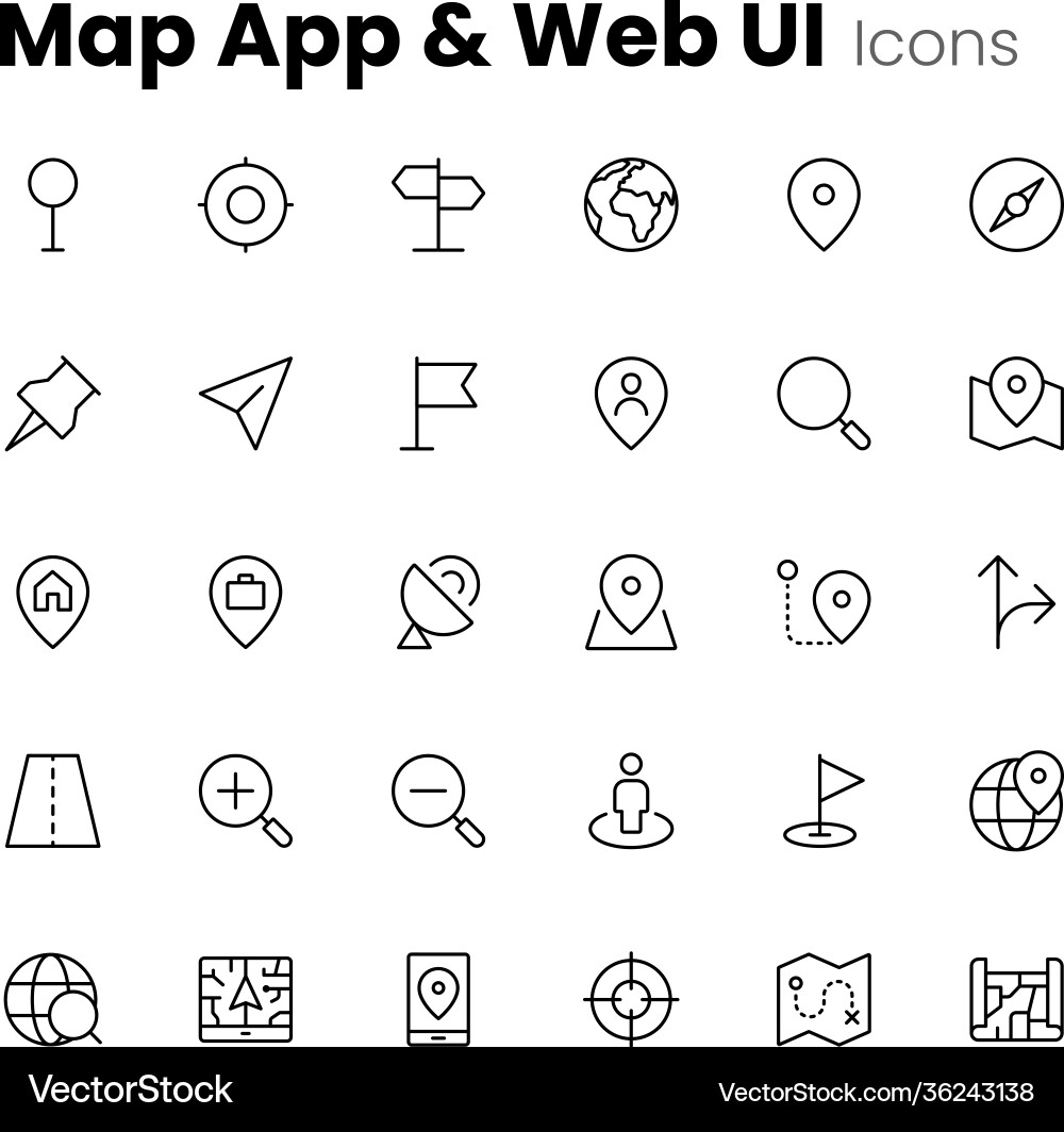 Map & Web UI Icons Collection vector image