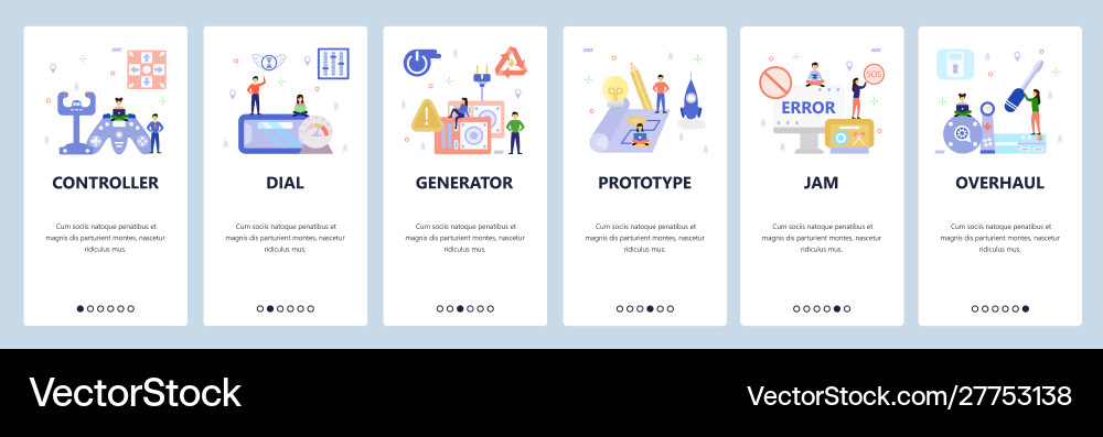 Mobile app onboarding screens computer error Mobile app onboarding screens computer error vector image
