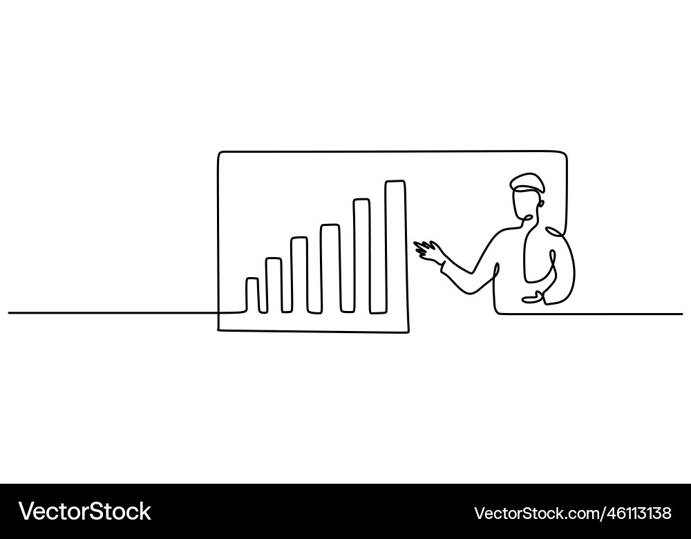 One continuous single line of man presentation Vector Image