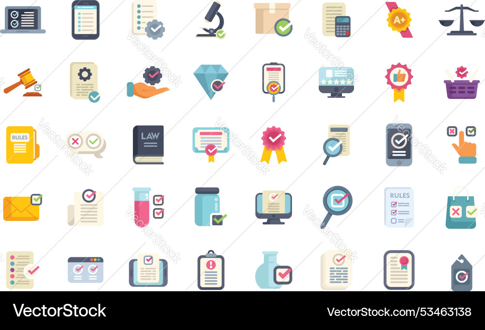 Quality control icons showing validation Quality control icons showing validation vector image