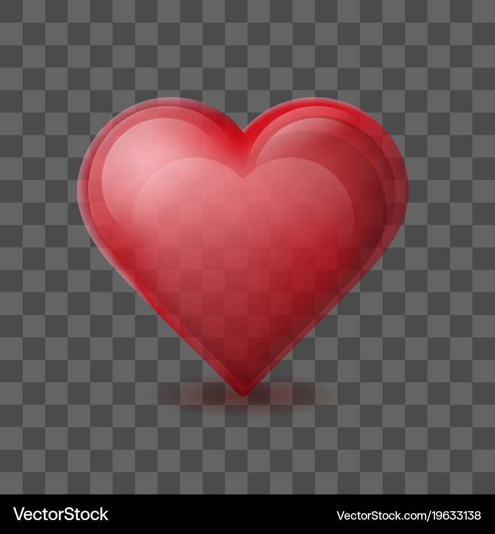 Red heart on background with transparent effect vector image
