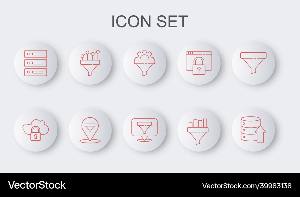 Set line server data web hosting cloud Set line server data web hosting cloud vector image