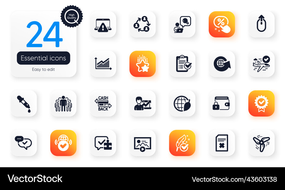 Set of technology flat icons graph swipe up Vector Image