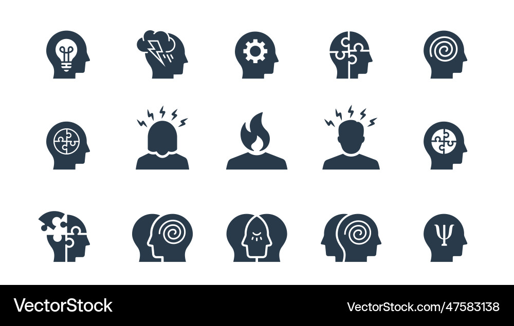 Stress icons such as angry anxiety emotion vector image