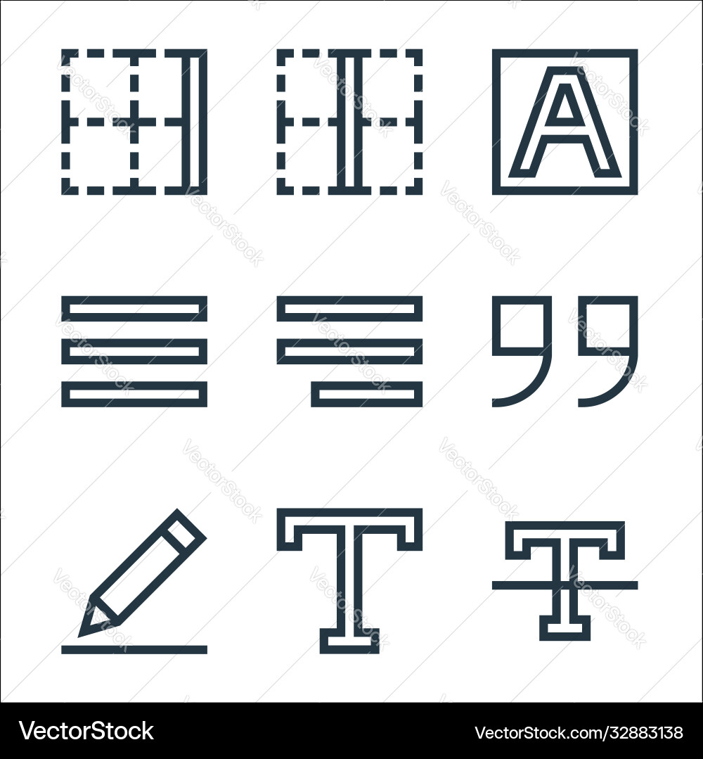Text Editor Line Icons lineare Set Qualität Text Editor Line Icons lineare Set Qualität vektorbild