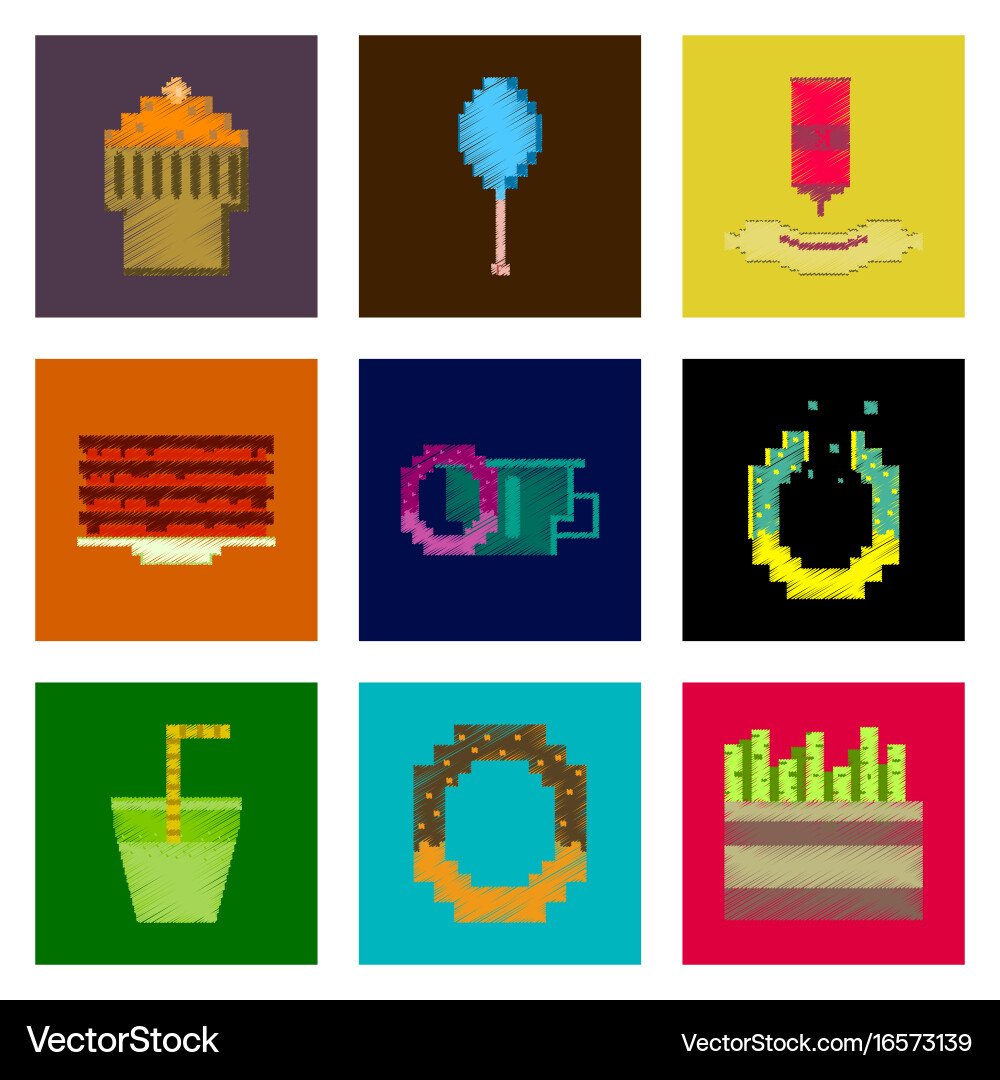 Assembly of flat shading style pixel icon fast Vector Image