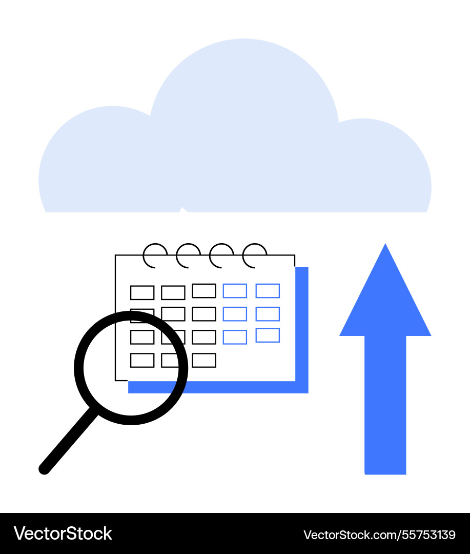 Cloud integration with calendar and data review Cloud integration with calendar and data review vector image