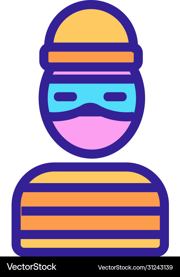 Computer hacker in prison icon outline vector image