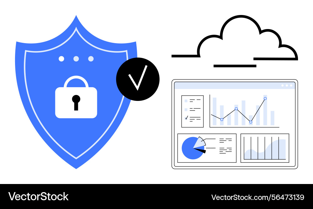 Data security and cloud computing with analytics Data security and cloud computing with analytics vector image