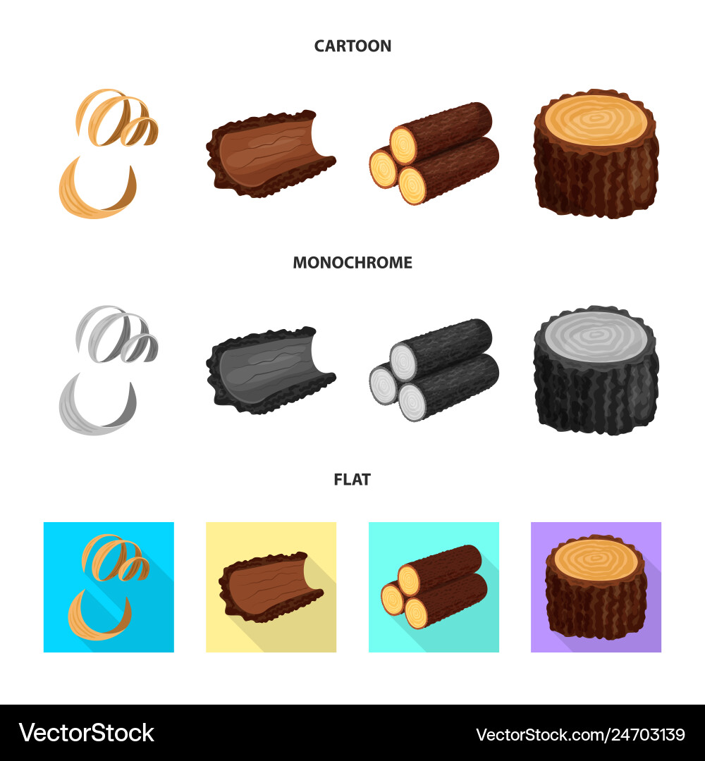 Design of tree and raw symbol collection vector image