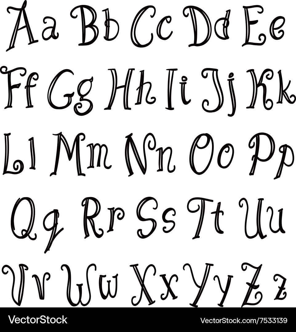 Elegant Hand Lettered Alphabet Set Vector Image