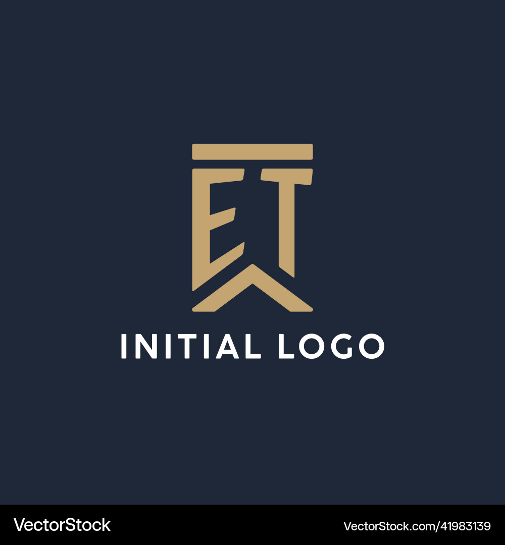 Et initial monogram logo design in a rectangular Vector Image