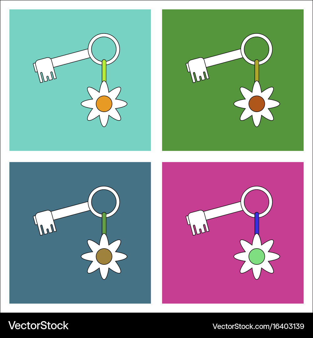 Flat icon design collection key and fob Vector Image
