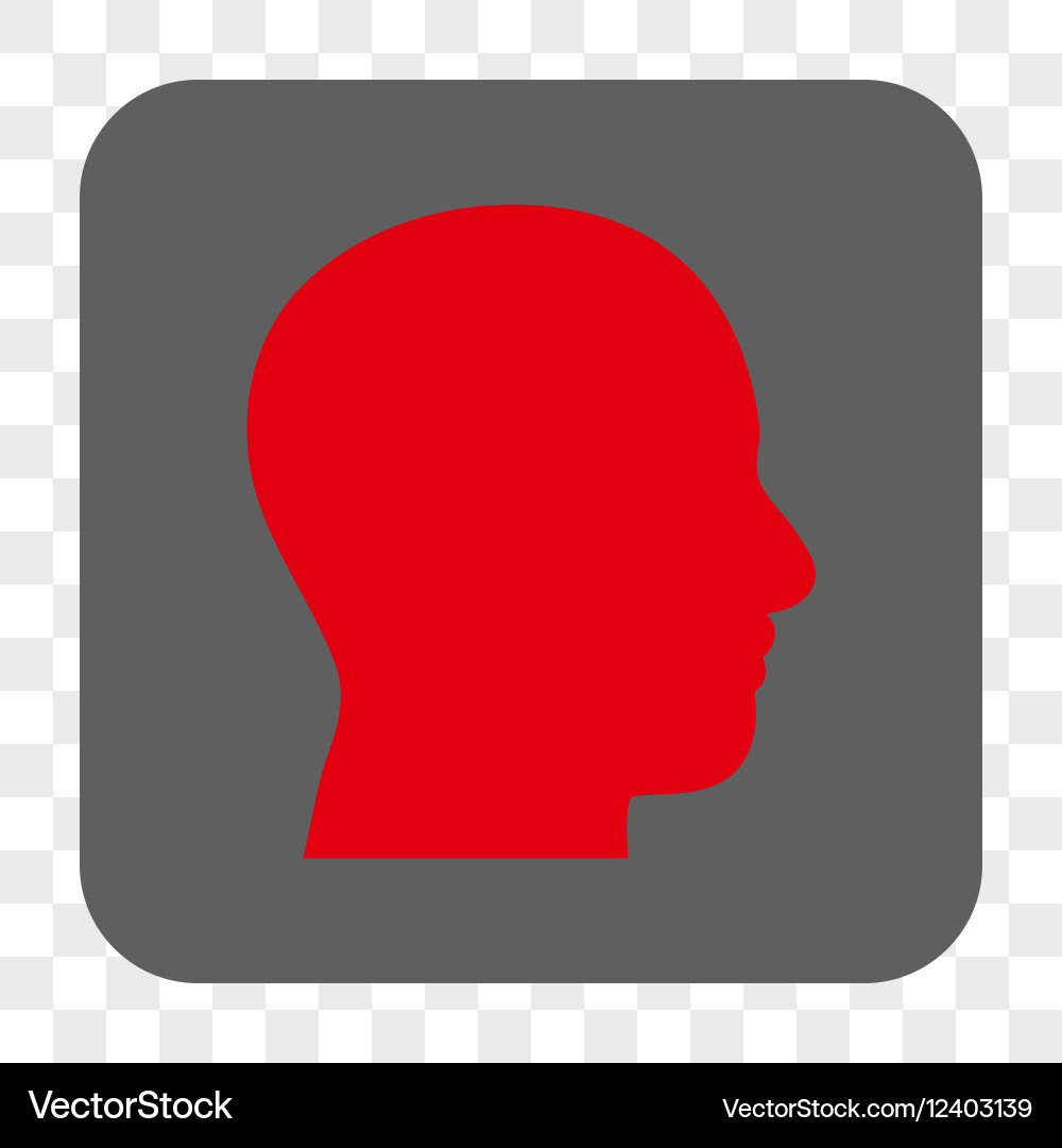 Head profile rounded square button vector image