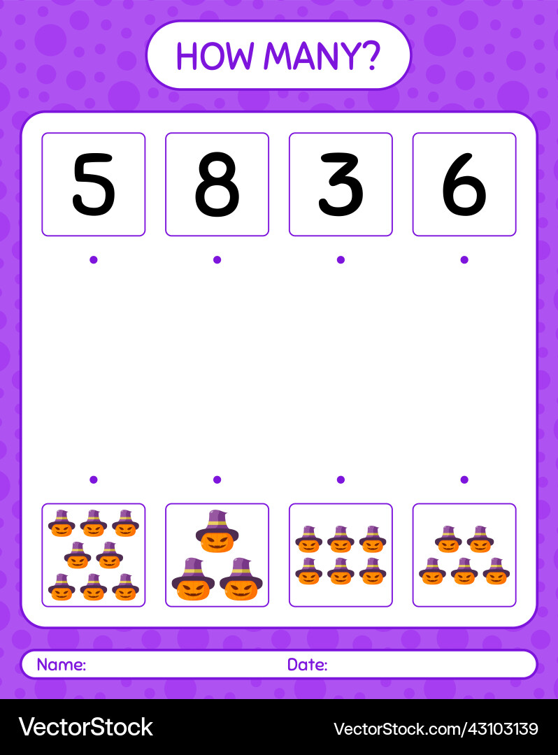 How many counting game with jack o lantern Vector Image