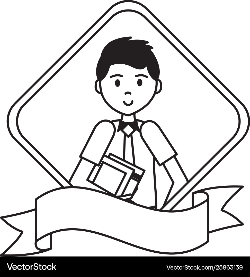 Man character portrait ribbon Vector Image