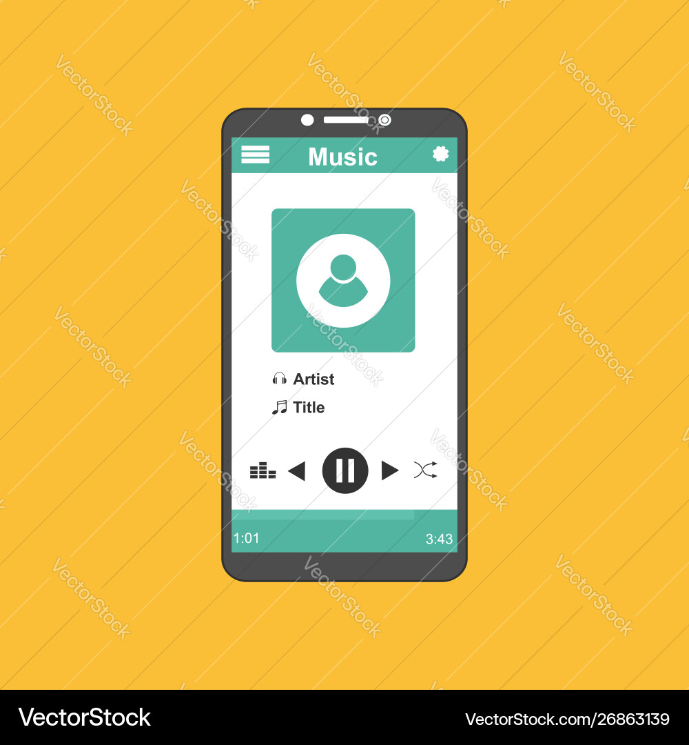 Media player application app template with flat Media player application app template with flat vector image
