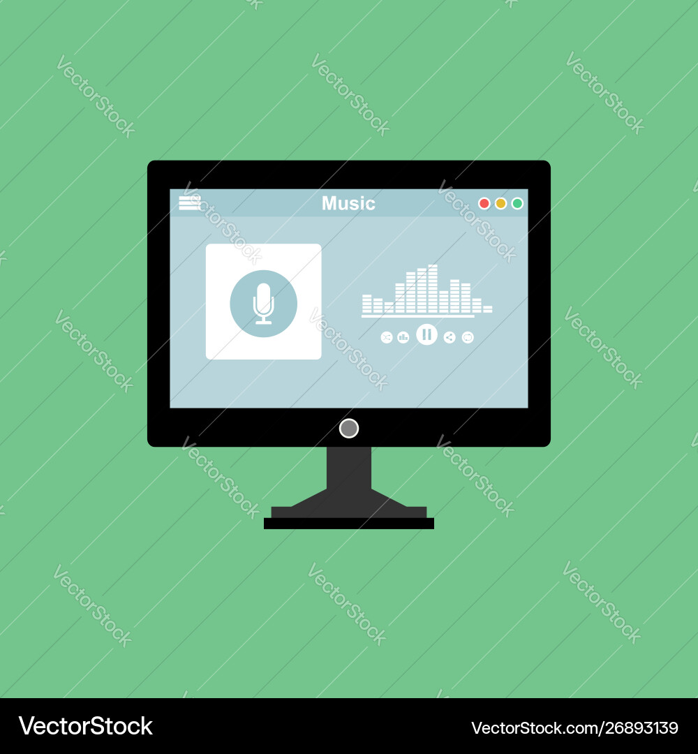 Media player application app template with flat Media player application app template with flat vector image